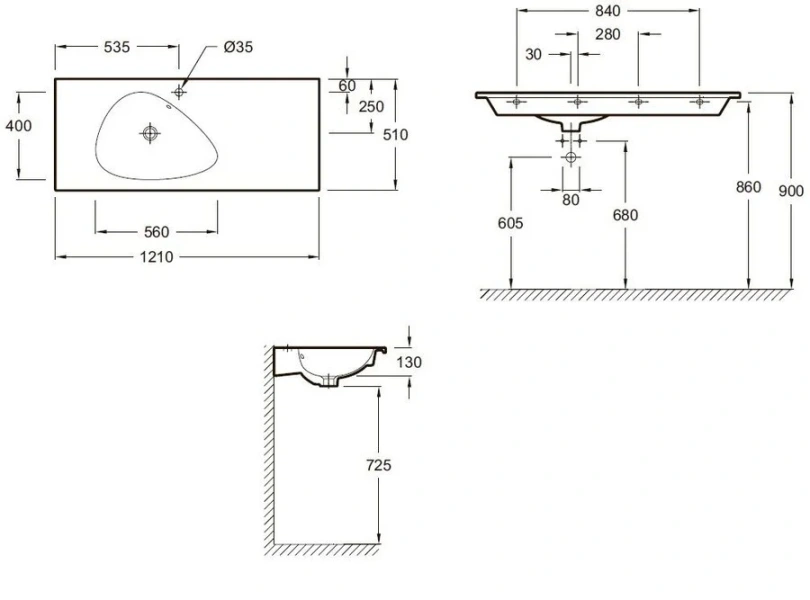 Раковина Jacob Delafon Nouvelle Vague EXAP112-Z 120х50 см (детальная фотография), современные, hi-tech