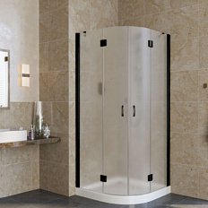 Душевой уголок профиль черный глянцевый стекло сатин Vegas-glass