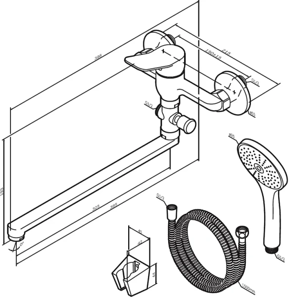 Смеситель для ванны Am.Pm X-Joy хром F85A90100 (детальная фотография), однорычажные, двухрычажные