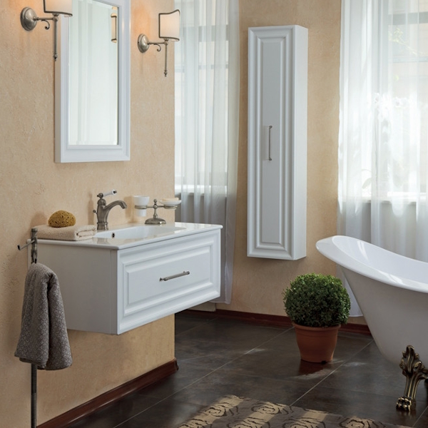 Пенал для ванной, цвет белый матовый, фурнитура состареное серебро, La Beaute Cornelia CCO.REV.LBO.CR (детальная фотография), по запросу