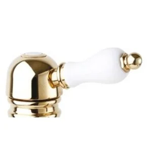 Смеситель для раковины Cezares Venezia золото 24 карат, ручка белая VENEZIA-LSM1-03/24-Bi (детальная фотография), для раковины