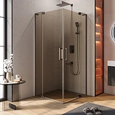 Душевой уголок Cezares Slider 110х110 см стекло бронзовое профиль оружейная сталь