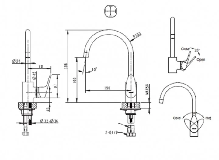 Смеситель для кухни Bravat Drop F74898C-1A (детальная фотография), для кухни