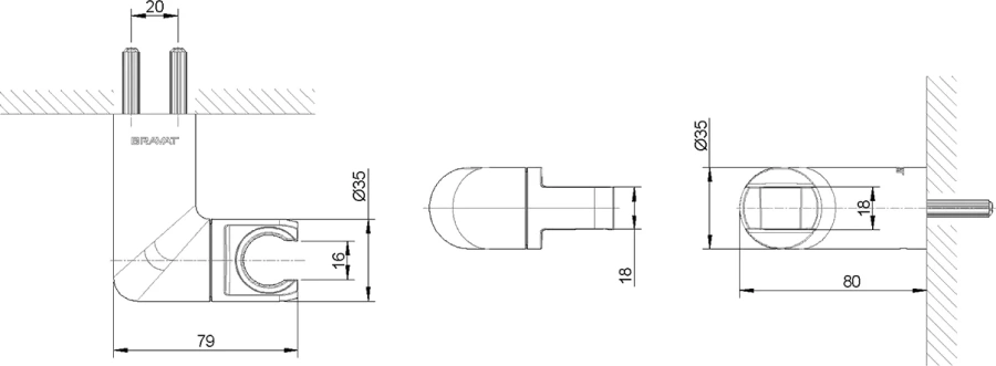 Держатель для душа Bravat черный P7185BW-ENG (детальная фотография), нет в наличии