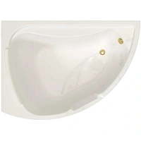 Акриловая ванна Радомир Альбена 1-01-3-1-1-015К, 168 x 120 см, левая, каркас, подголовник, фронтальный экран, сифон, слив-перелив автомат в комплекте, белая/золото