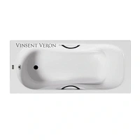 Чугунная ванна Vinsent Veron Aura VAU1808045H/VH0015BL, 180 x 80 см, ручки черные матовые, цвет белый