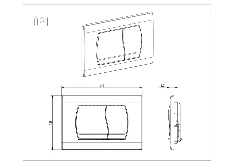 Клавиша смыва Акватек белая KDI-0000046 (детальная фотография), слив эконом-стандарт с двумя клавишами
