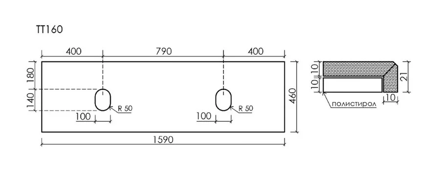 Столешница Sancos 160 см без отверстия под смеситель black sky TT160A1 (детальная фотография), по запросу