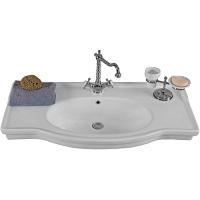 Раковина-консоль керамическая, цвет белый, 1 отв. под смес., с кольцом перелива цвета хром, La Beaute Michel LA83100