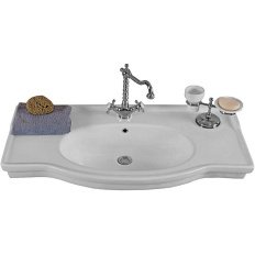 Раковина-консоль керамическая, цвет белый, 1 отв. под смес., с кольцом перелива цвета хром, La Beaute Michel LA83100