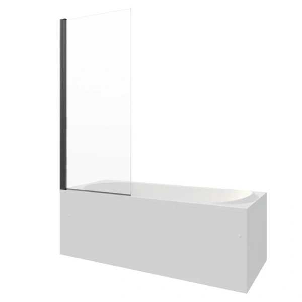 Шторка для ванны Berges River S Black 80х145 см прозрачное стекло, профиль черный 065011 (детальная фотография), распашные