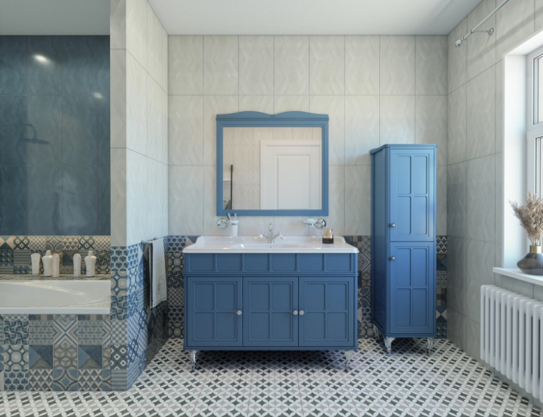 Тумба под раковину напольная Caprigo Borgo 120 см синяя 33425-B136 (детальная фотография), по запросу