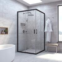 Душевой уголок профиль черный матовый стекло прозрачное Vegas-glass