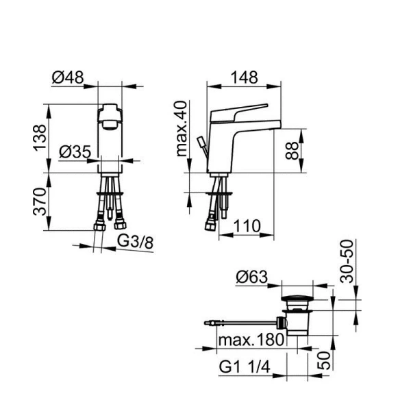 Смеситель для раковины Keuco Moll 52704 010000 (детальная фотография), для раковины