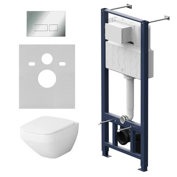 Унитаз с инсталляцией Am.Pm Inspire 2.0 с клавишей глянцевый хром и сиденьем микролифт  IS47051.50A1700 (детальная фотография)