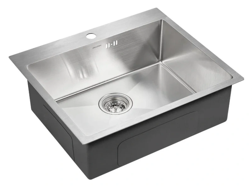 Мойка для кухни Paulmark Brim PM215951 59 см из нержавеющей стали (детальная фотография), из нержавеющей стали, стальные, металлические