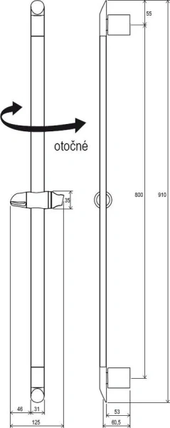 Штанга Ravak 90 973.00 X07P014 (детальная фотография), в наличии