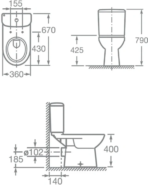 Унитаз компакт Roca Access горизонтальный выпуск 34P23800Y (детальная фотография), недорогие, сиденье с микролифтом , компакт, низкие