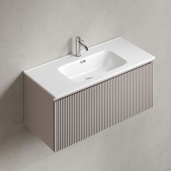 Тумба под раковину подвесная Sancos Snob R 1.0 100 см doha soft SNR1.0100SM (детальная фотография), моноблок