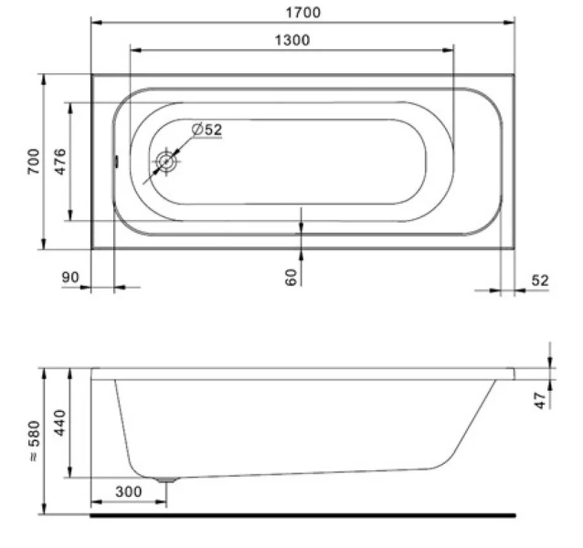 Ванна акриловая Santek Ламма 170x70 белая 1.WH50.1.747 (детальная фотография), современныe, hi-tech