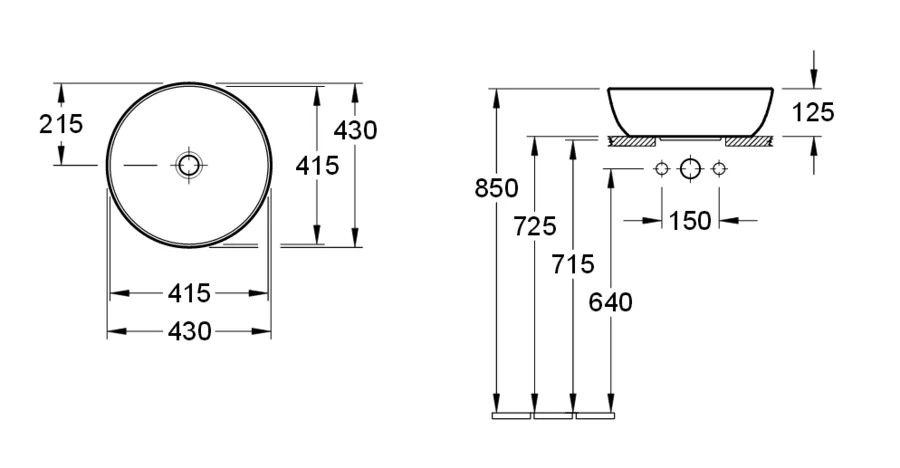 Раковина Villeroy & Boch Artis 43 см с покрытием CeramicPlus 417943R1 (детальная фотография), современные, hi-tech