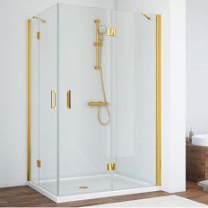 Душевой уголок профиль золотой стекло шиншилла Vegas-glass