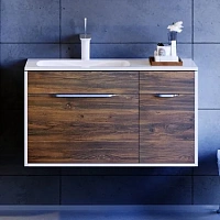 Тумба под раковину подвесная Aqwella Malaga 90 см крафт темный, левосторонняя