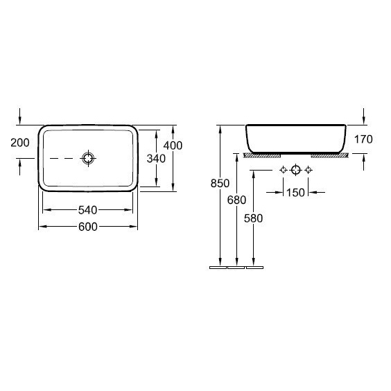 Схема (детальная фотография), в форме чаши, прямоугольной формы