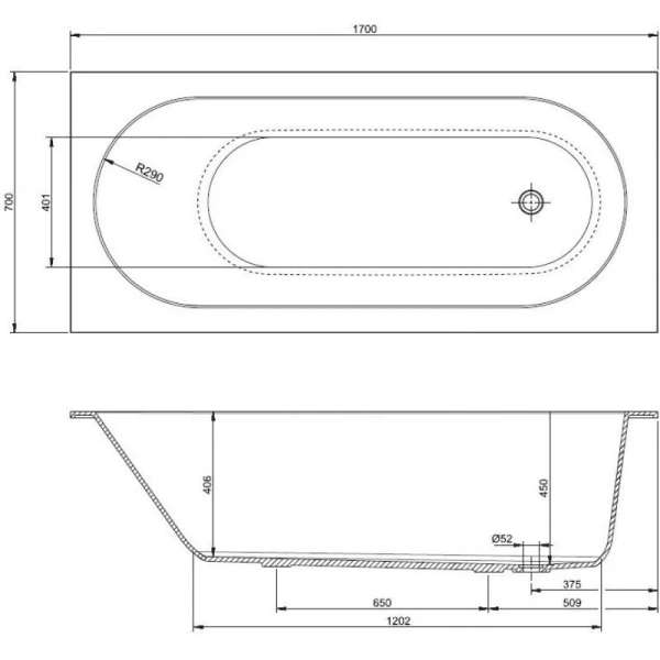 Ванна из искусственного камня Allen Brau Krion Stone 2.36001.20, 170 х 70 см, белая (детальная фотография), искусственный камень