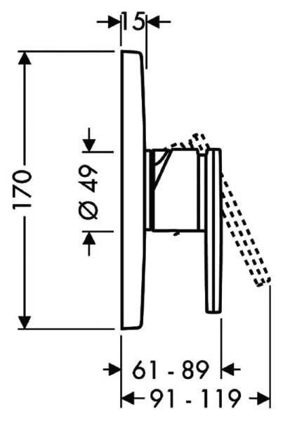 Смеситель для душа хром Axor Citterio 39655000 (детальная фотография), хром