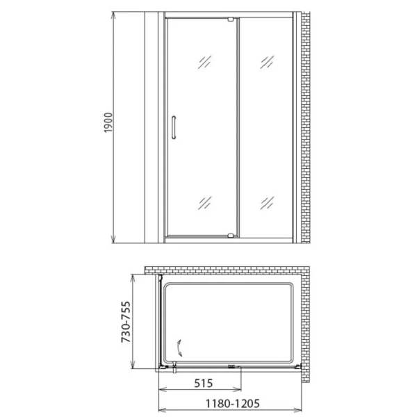 Душевой уголок Gemy Sunny Bay 120 S28191B-A75 (детальная фотография), прямоугольные