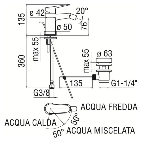 Смеситель для биде Nobili Blues хром BSE101119/1CR (детальная фотография), для биде