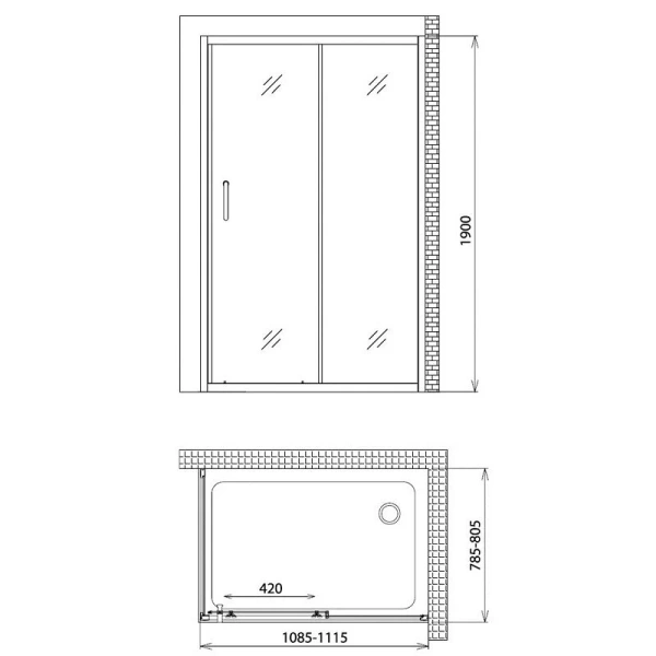 Душевая дверь Gemy Victoria 110 S30191D (детальная фотография), современные, hi-tech