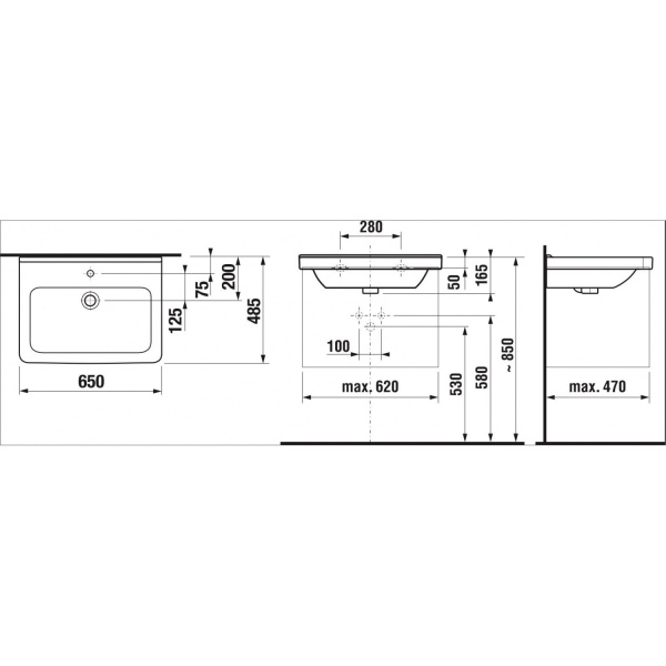 Схема (детальная фотография), подвесные, накладные (на столешницу), на полупьедестал, пристенные
