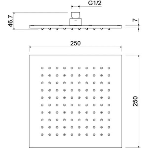 Верхний душ Акватек черный матовый AQ2077MB (детальная фотография), верхние души