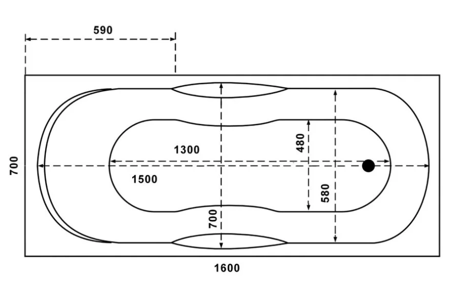 Ванна акриловая Relisan Мега 160 х 70 см Гл000015091 (детальная фотография), акриловые
