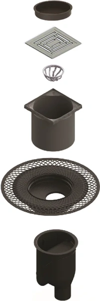 Душевой трап BERGES PLATZ Uno 10 см матовый хром 090069 (детальная фотография), матовый хром