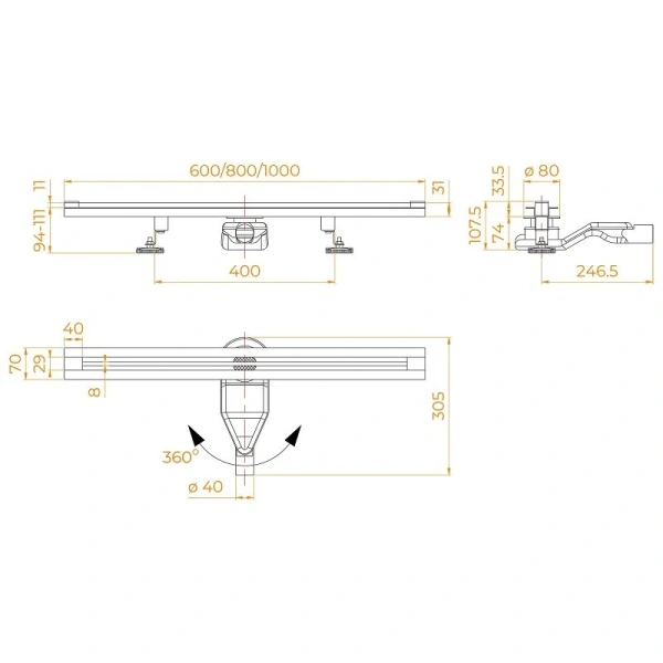Душевой трап RGW SDR-50B 100 см черный 76215010-04 (детальная фотография), душевой трап