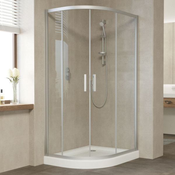 Душевой уголок профиль матовый хром стекло прозрачное Vegas-glass ZS-F NOVO 100*90 07 01 (детальная фотография)