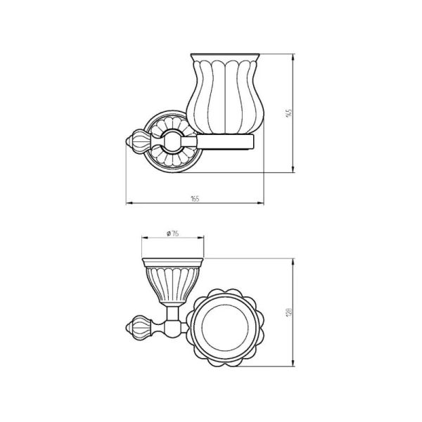 Стакан для ванной Migliore Olivia белая керамика с декором платина, хром 17568 (детальная фотография), классические, ретро, декорированные