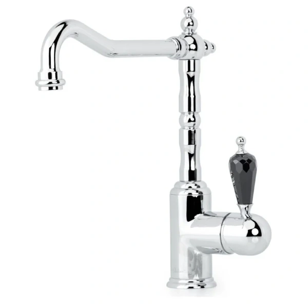 Смеситель для кухни Boheme Kitchen хром ручка Swarovski черная 103-BSW (детальная фотография)