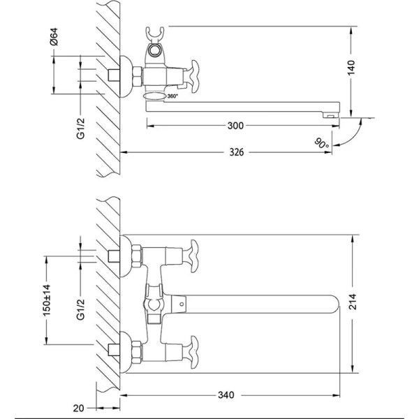 Смеситель для ванны Lemark Flora универсальный LM0152C (детальная фотография), для ванны