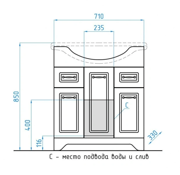 Тумба под раковину напольная Style Line Олеандр-2 71 см рельеф пастель ЛС-00000200 (детальная фотография), под дерево