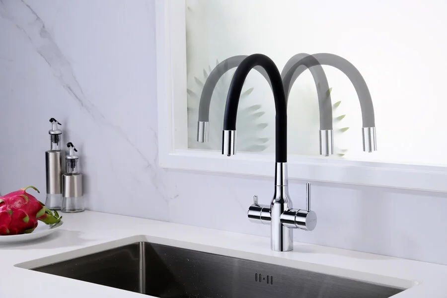 Смеситель для кухни Paulmark Salix Sa213419 с гибким изливом (детальная фотография), однорычажные, двухрычажные