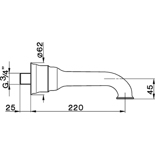 Излив для ванны Cisal Complementi хром AR00024221 (детальная фотография), в наличии