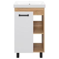 Тумба под раковину напольная Misty Крафт 50 см белая/зебрано сахара