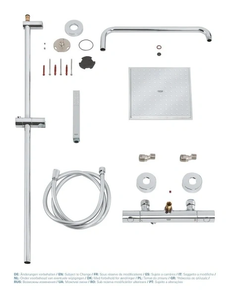 Душевая стойка Grohe Euphoria с термостатическим смесителем 26187000 (детальная фотография), настенные