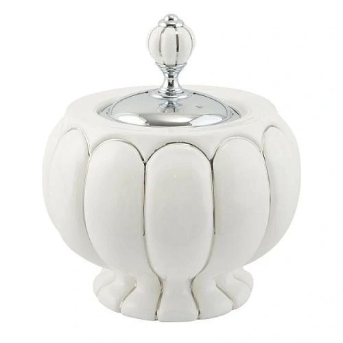 Стакан для ванной Migliore Olivia белая керамика с декором платина - фото 4