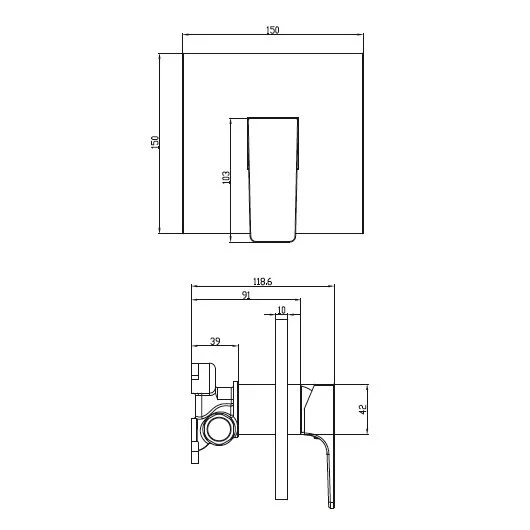Смеситель для душа Villeroy & Boch Architectura однорычажный TVS125002000K5 (детальная фотография), для душа