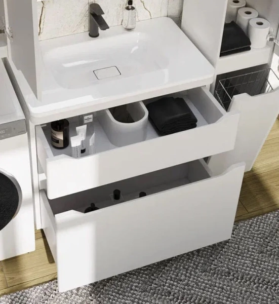 Тумба под раковину напольная Style Line Марелла Люкс Plus 80 см белый матовый антискрейтч СС-00002401 (детальная фотография), напольная, пристенная